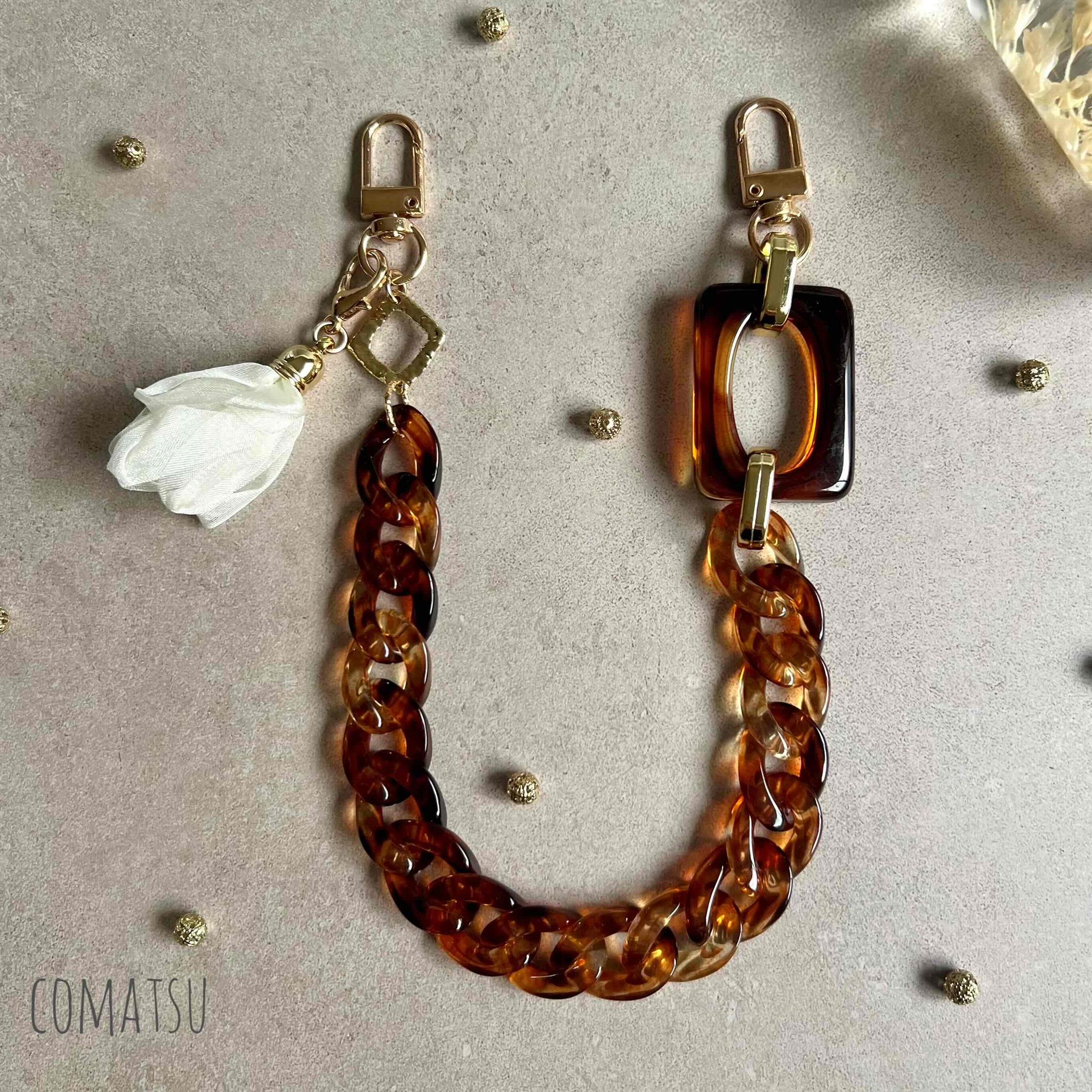 べっ甲Brown ハンドストラップ 落下防止スマホストラップ 手首 リストストラップ | 2枚目